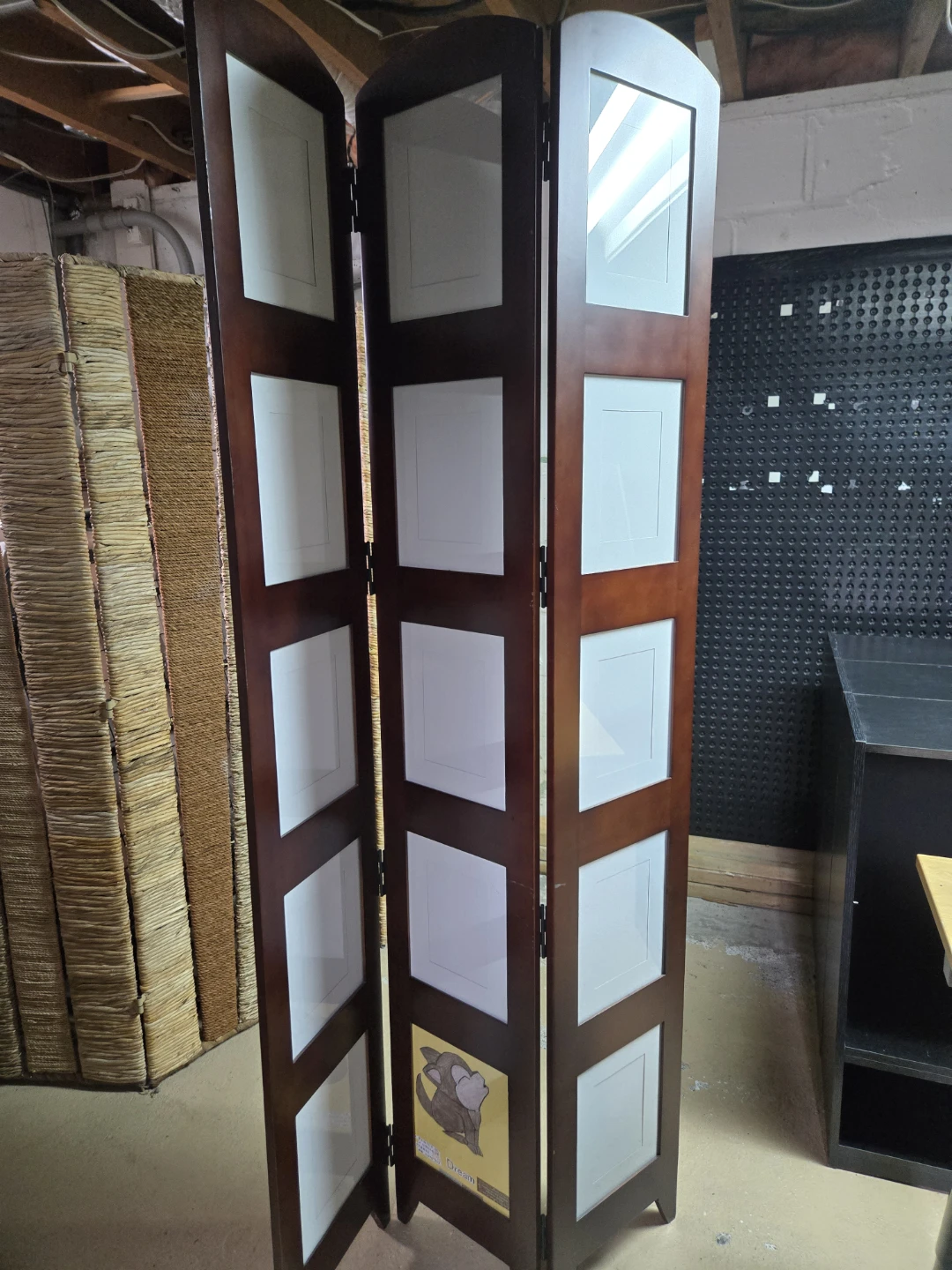 3-Panel Wood Folding Room Divider Photo Display Screen - photo 3