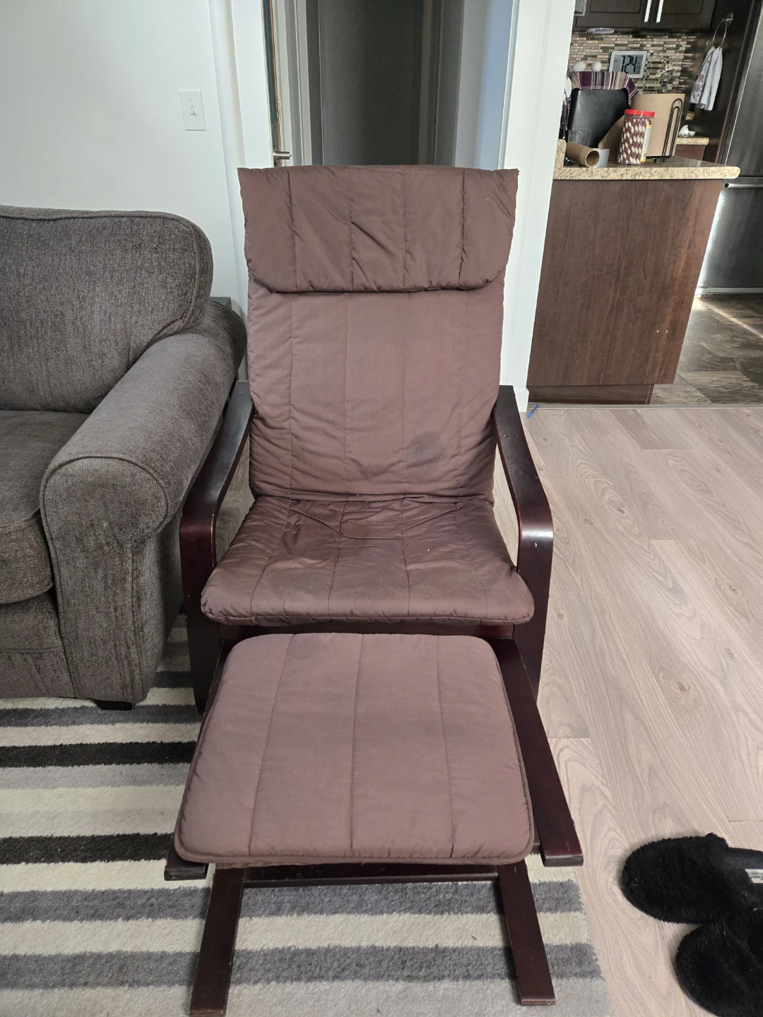 Brown Accent Chair with Ottoman