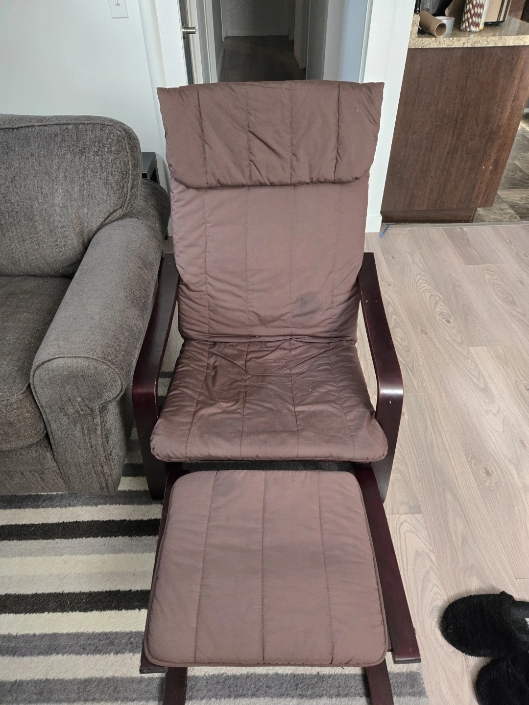 Brown Accent Chair with Ottoman - photo 2