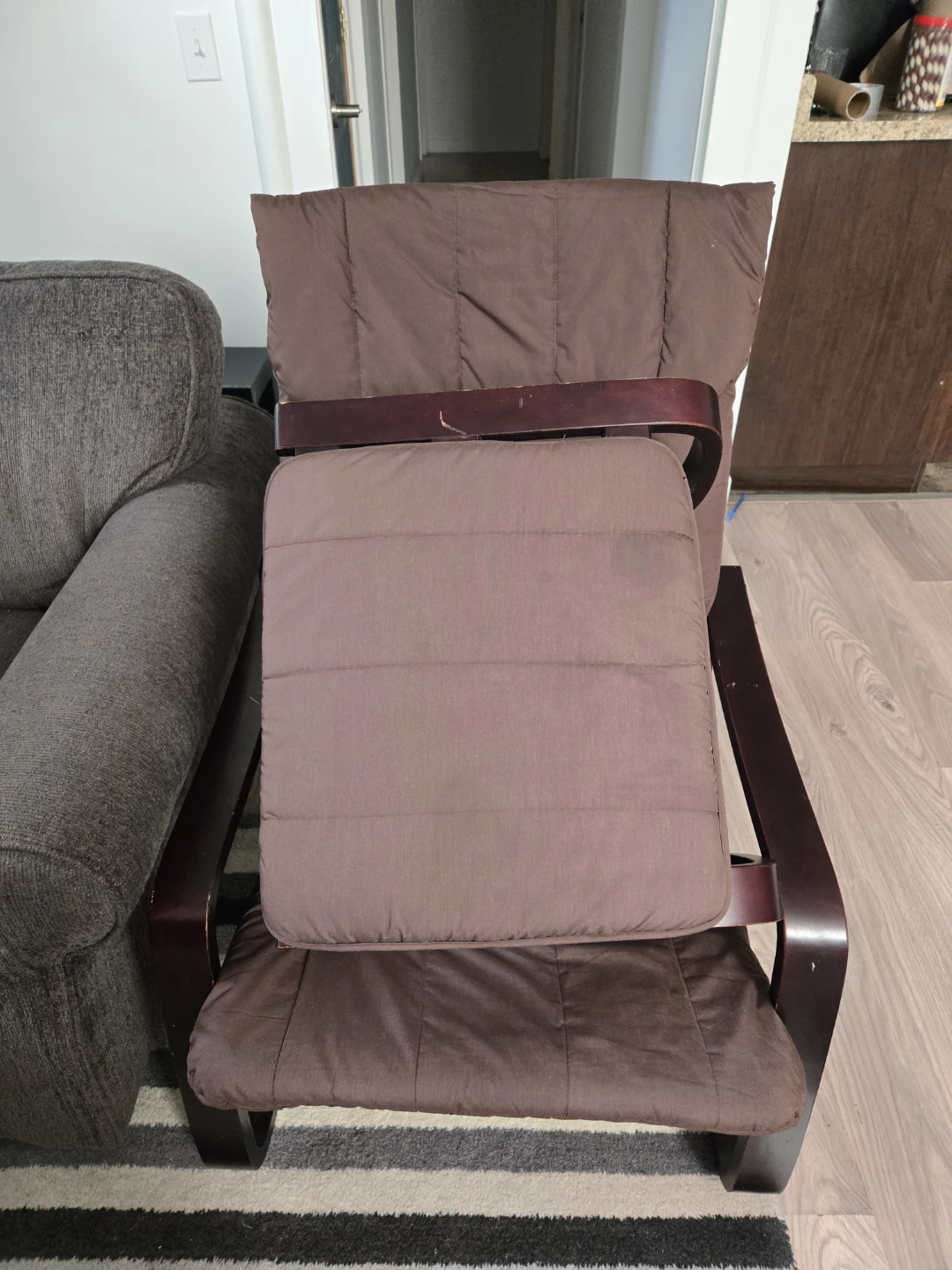 Brown Accent Chair with Ottoman - photo 3