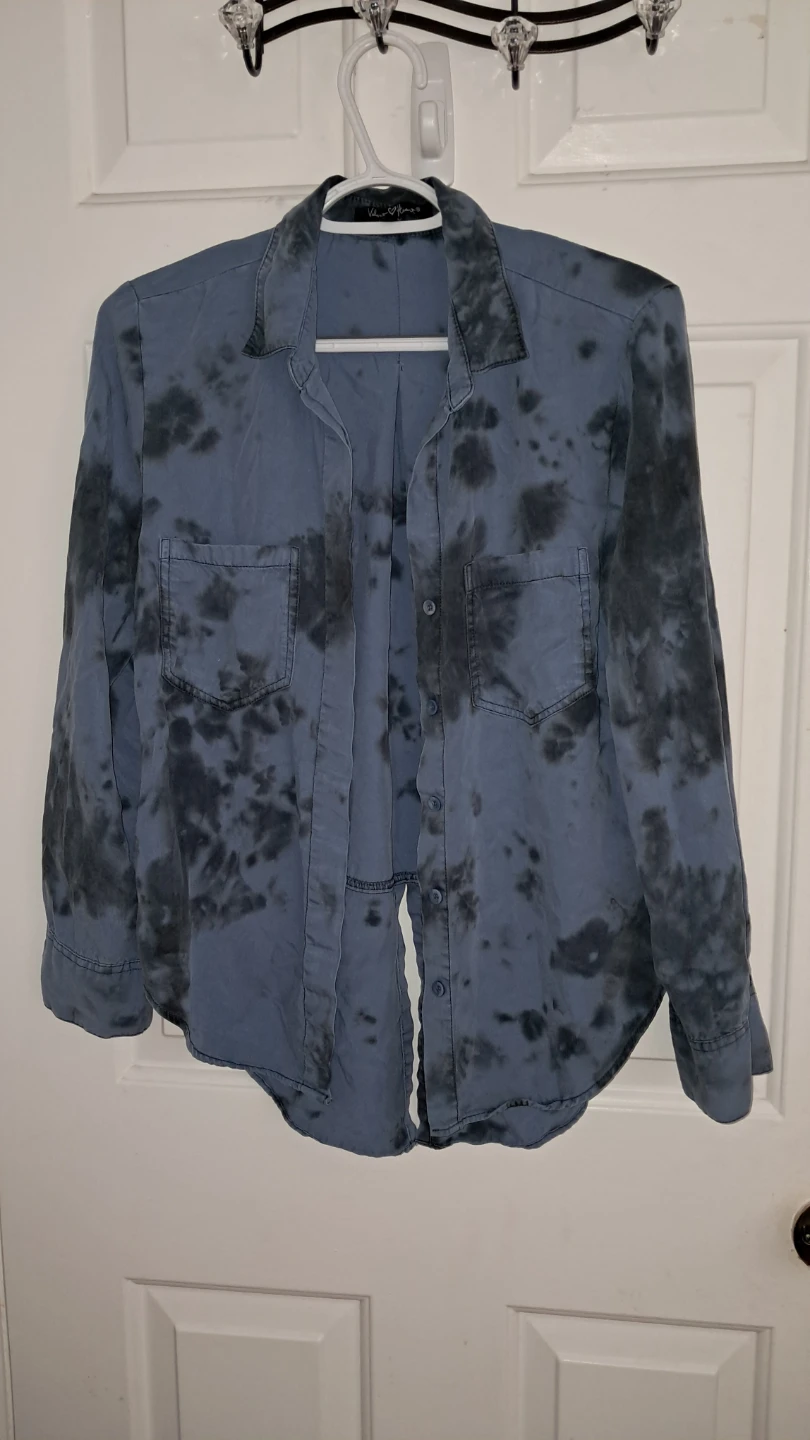Blue Tie-Dye Button-Up Shirt