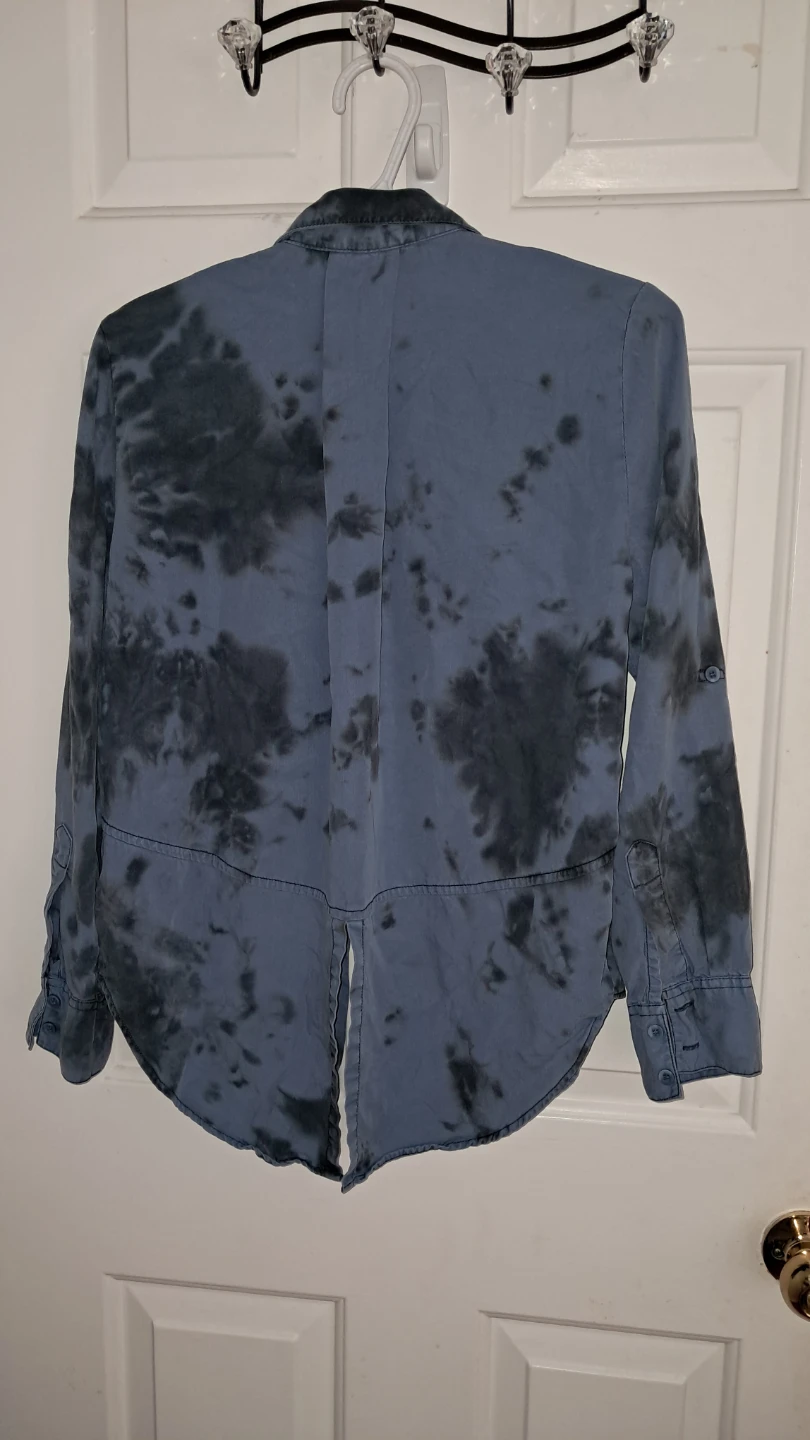 Blue Tie-Dye Button-Up Shirt - photo 2