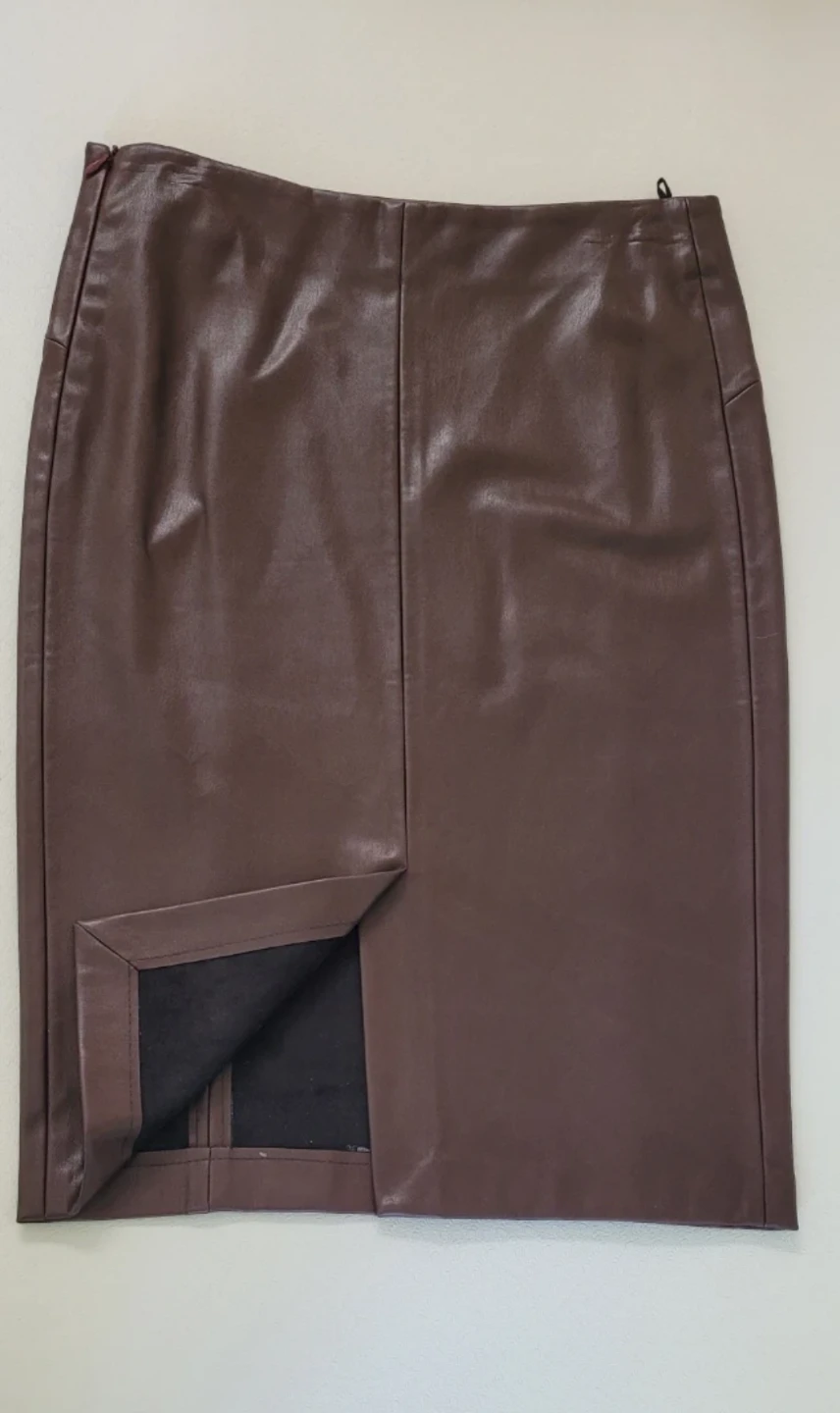 Brown Faux Leather Pencil Skirt Size L - photo 2