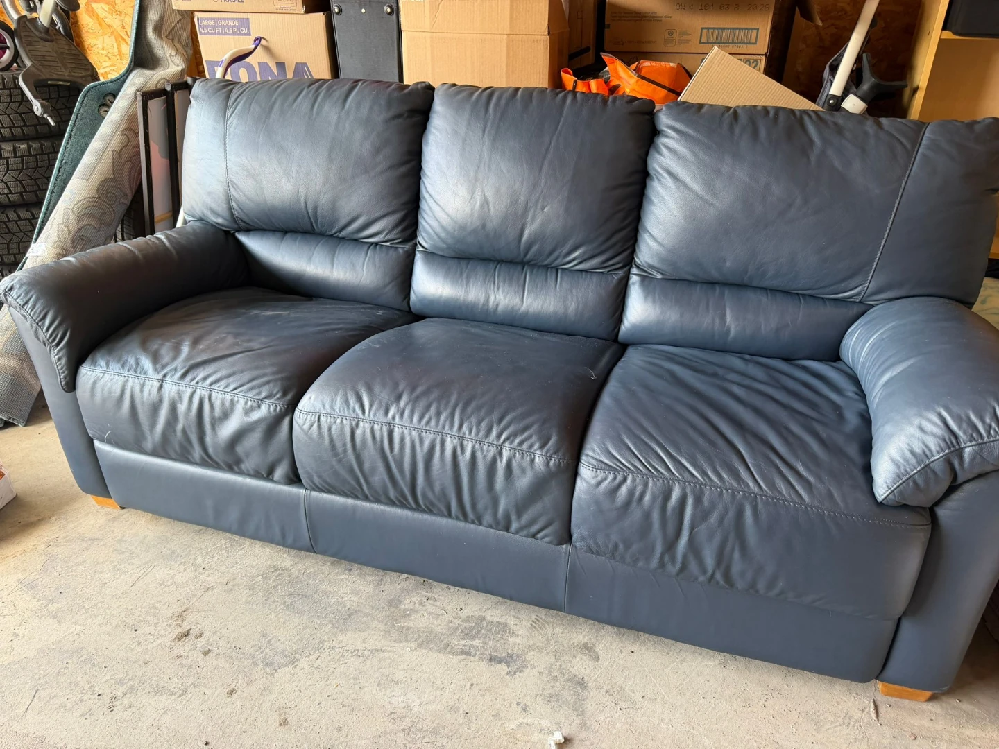 Dark Blue Leather Sofa Bed