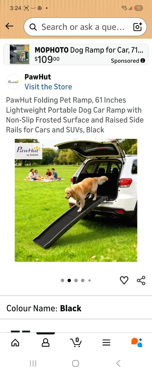 Used PawHut Folding Dog Ramp for Cars - 61 Inches, Black - photo 2