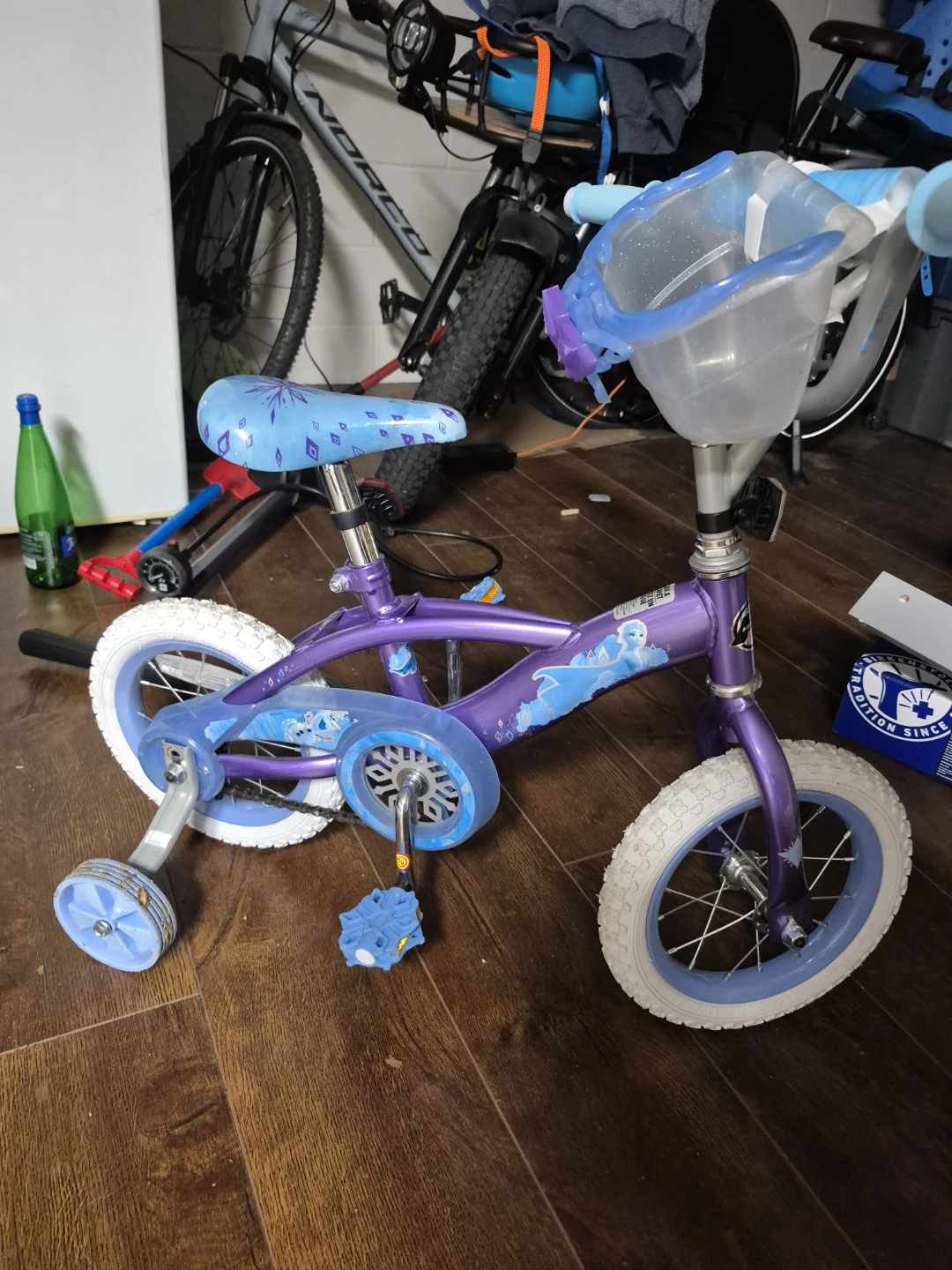 Purple Disney Frozen Kids Bike with Training Wheels