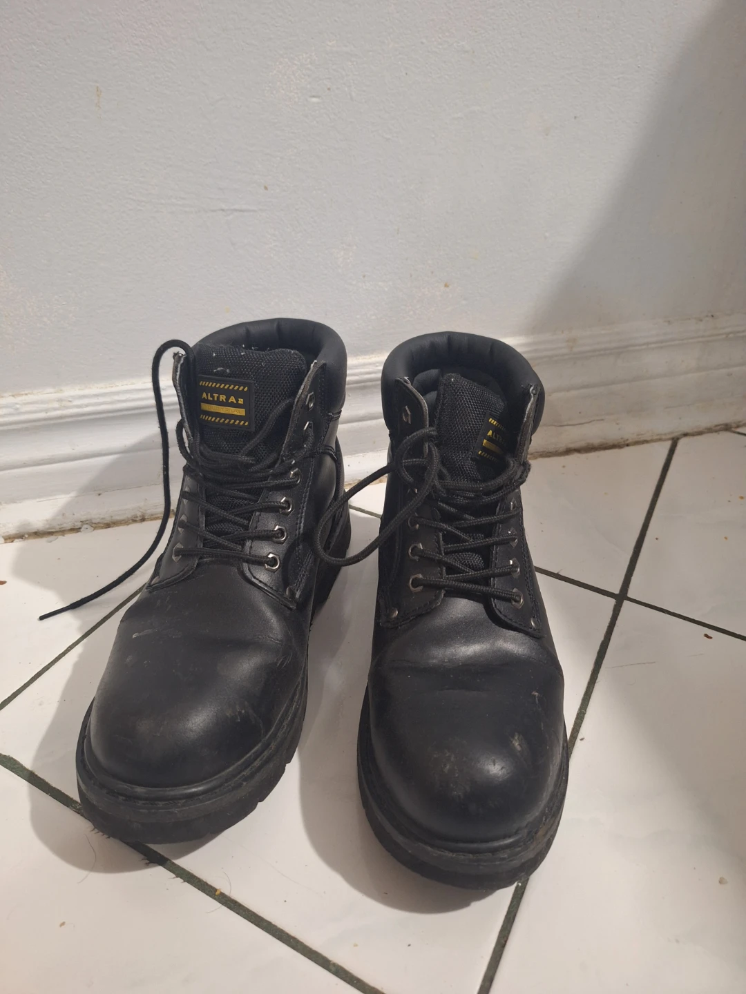 Altras Black steel toed work Boots