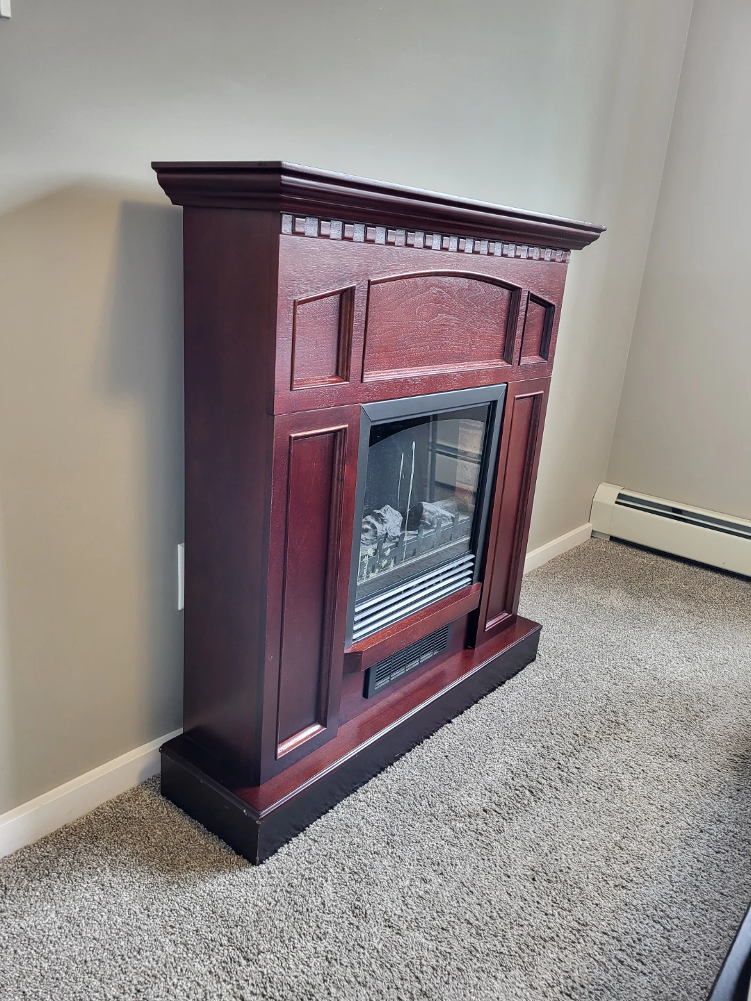 Cherry Finish Electric Fireplace with Mantle - photo 2