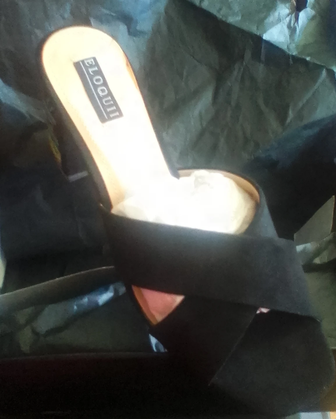 ELOQUII Black Suede Block Heel Mules with Embroidered Detail