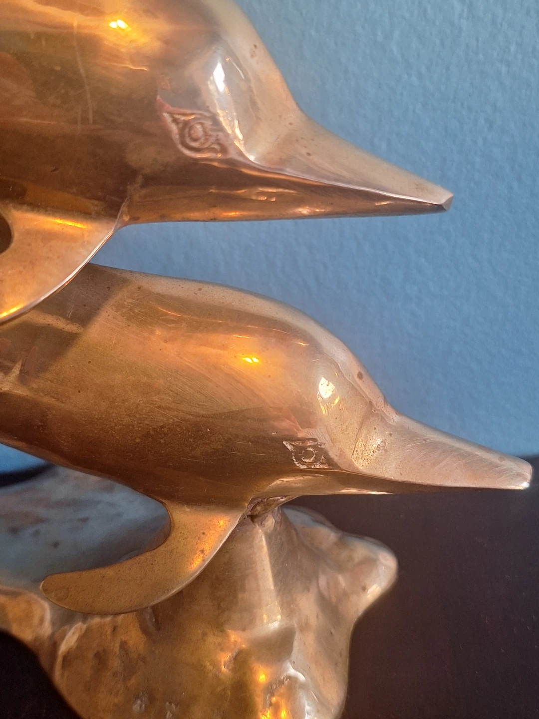 Vintage Large 11" MCM Brass Dolphin Sculpture - photo 4