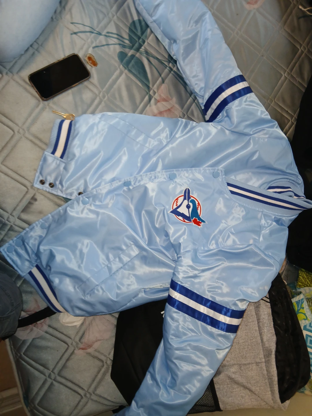 Starter Toronto Blue Jays Satin Bomber Jacket - photo 3