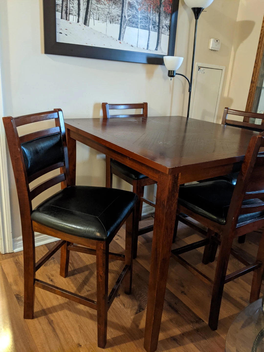 Wooden Counter Height Dining Set with 4 Chairs