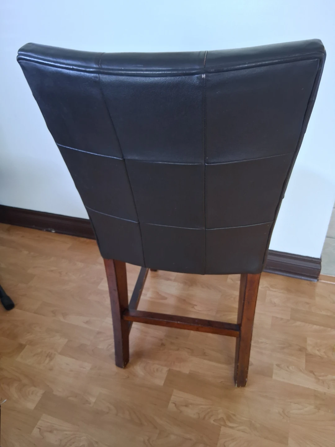 Dark Brown Tufted Faux Leather Bar Chair - photo 2