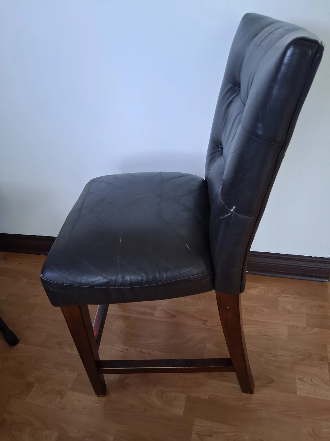 Dark Brown Tufted Faux Leather Bar Chair - photo 3
