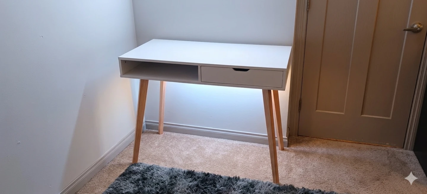 Jysk White Wooden Desk with Drawer