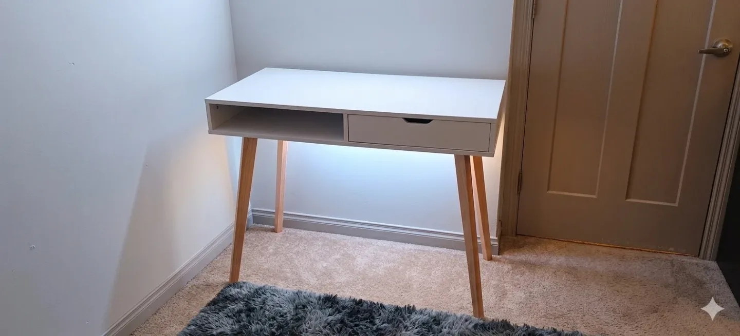 Jysk White Wooden Desk with Drawer