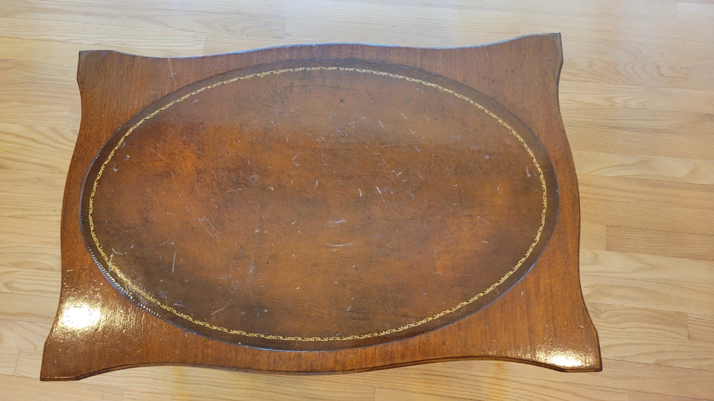Vintage Occasional Table with Leather Inlay - photo 2
