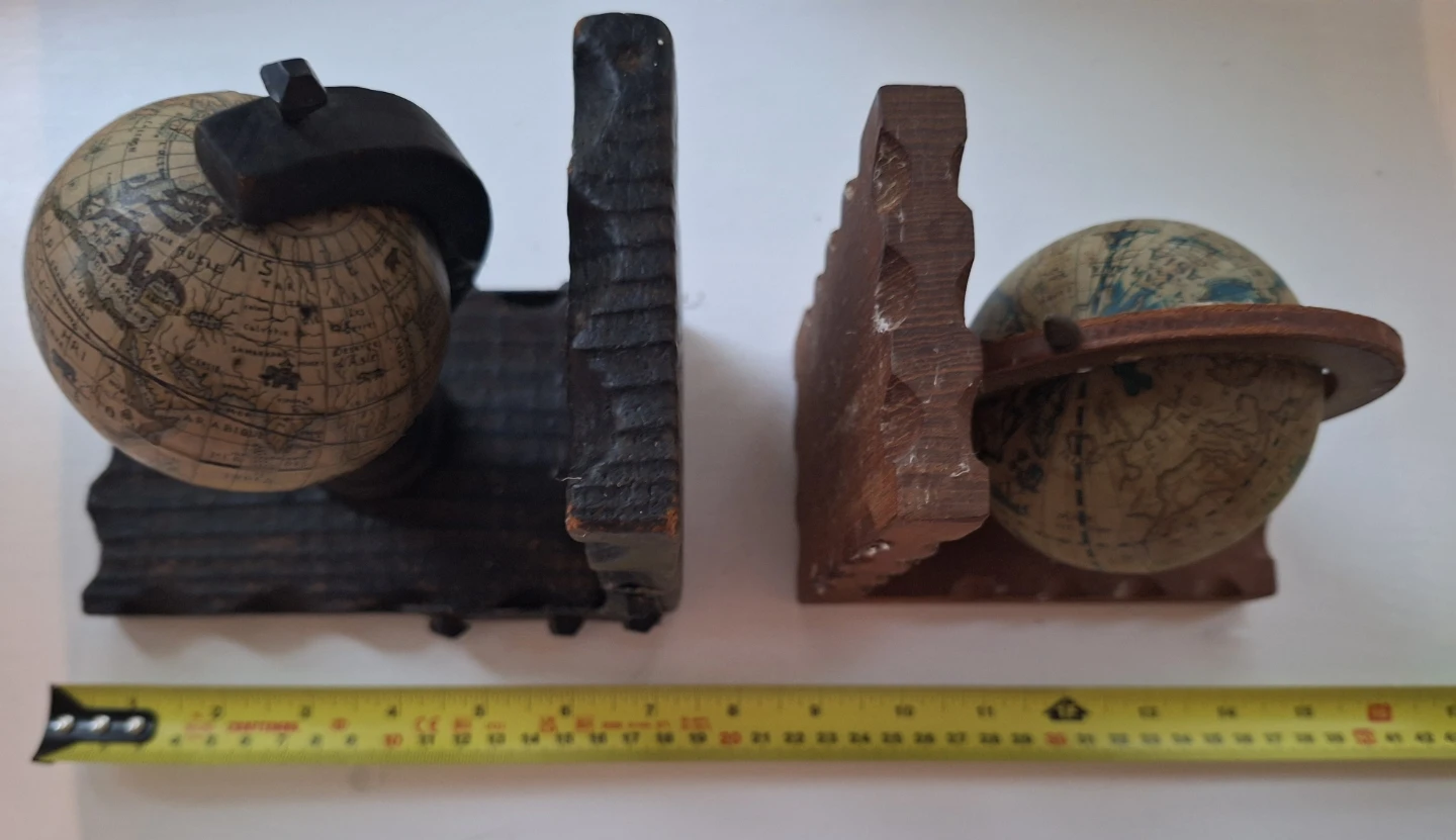 Vintage Wooden Globe Bookends - photo 4