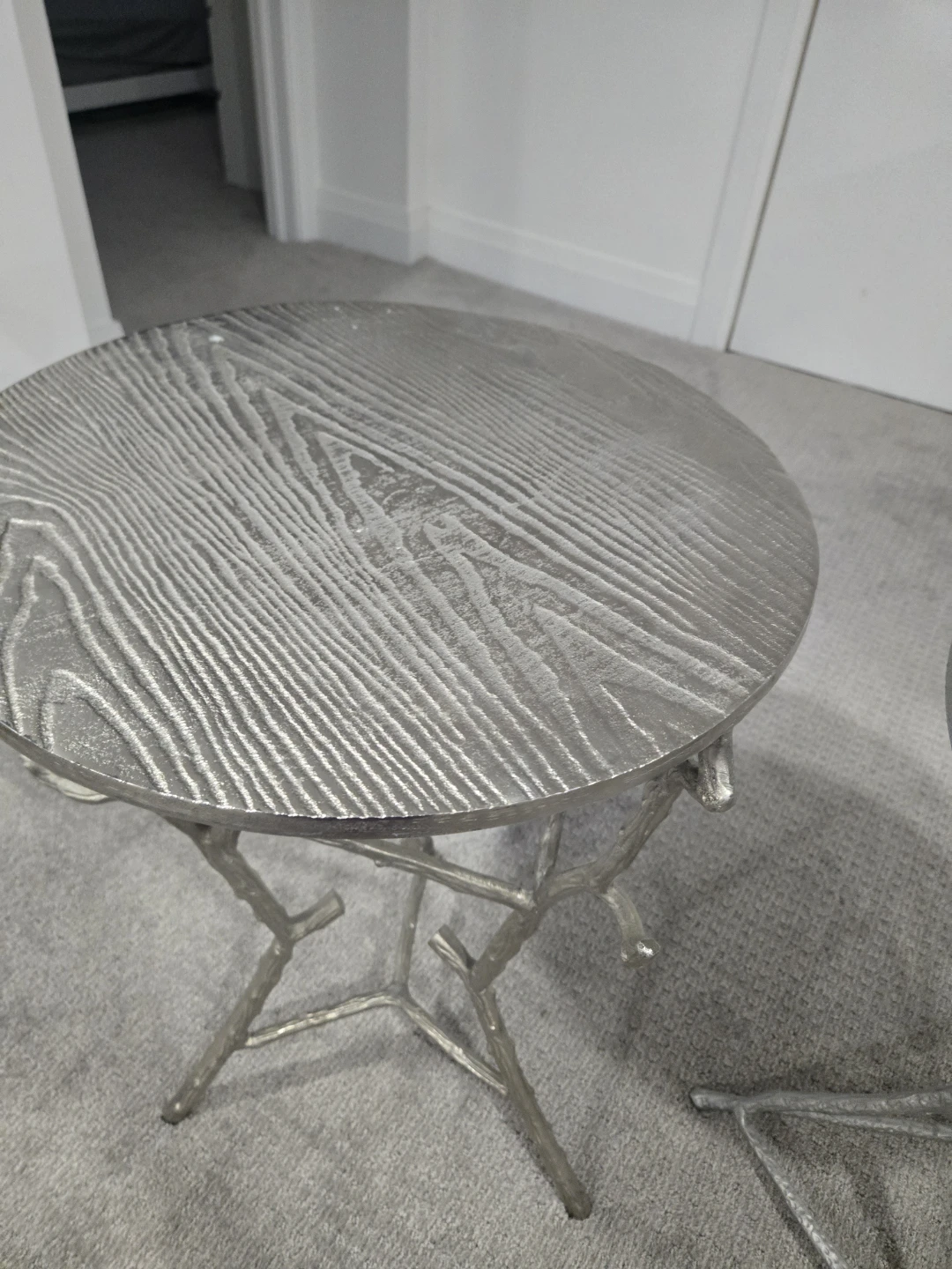 Silver Metal Accent Tables with Branch-like Base - photo 2