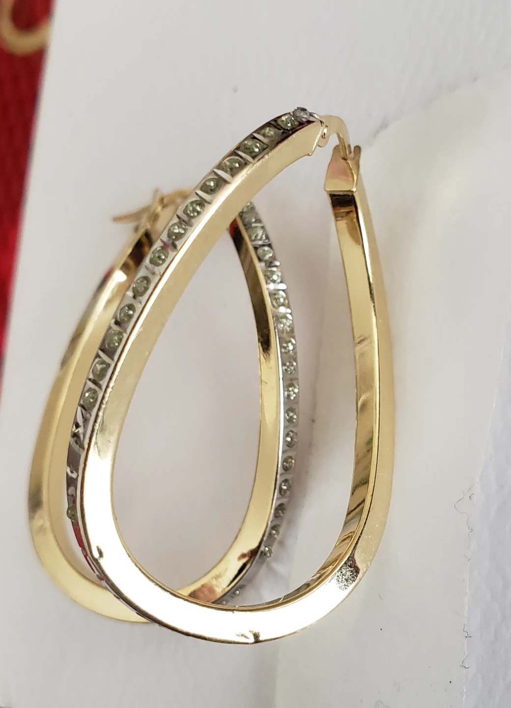 14K Gold hoops earrings with natural Diamonds sale - photo 5