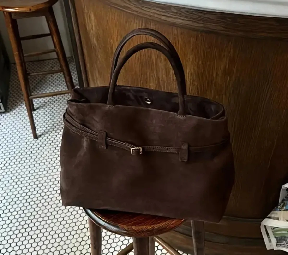 Brown Suede Tote Bag - photo 2