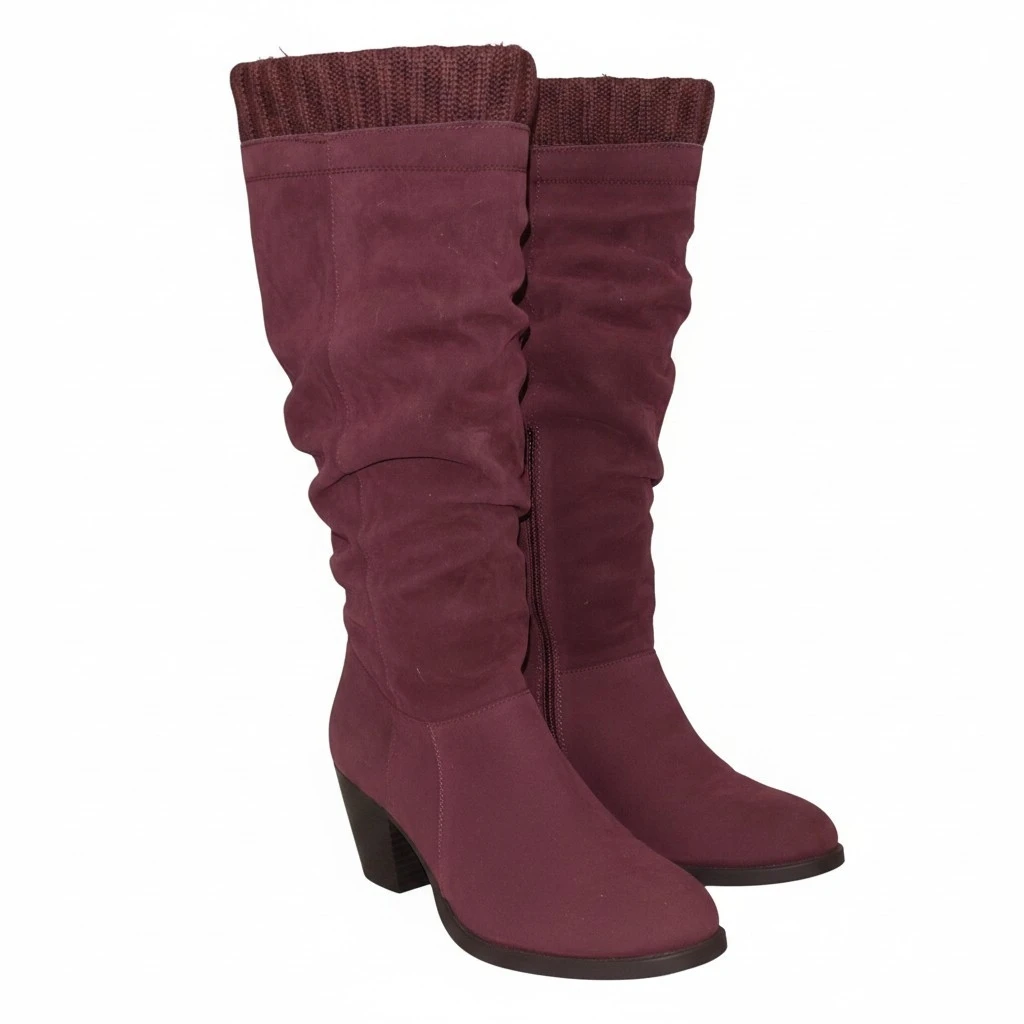 ShoeDazzle Burgundy Suede Knee-High Boots – Size [7.5] - photo 2