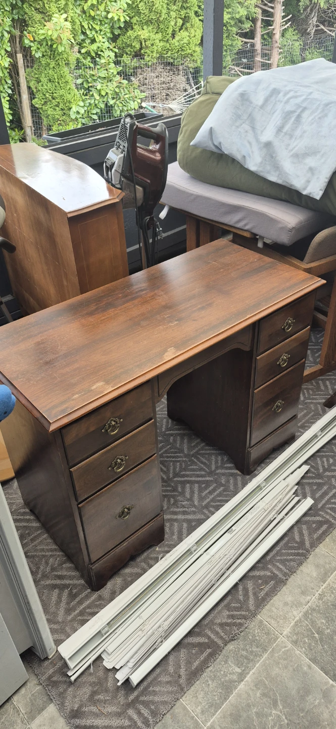 Antique Wooden Desk with Drawers
