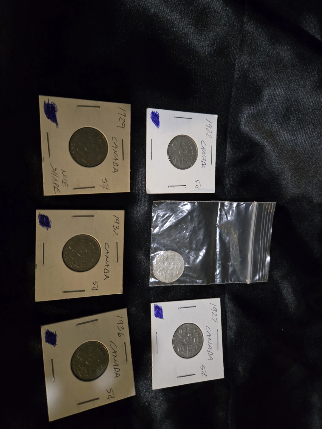 Collection of Canadian 5 Cent Coins (1922-1936)