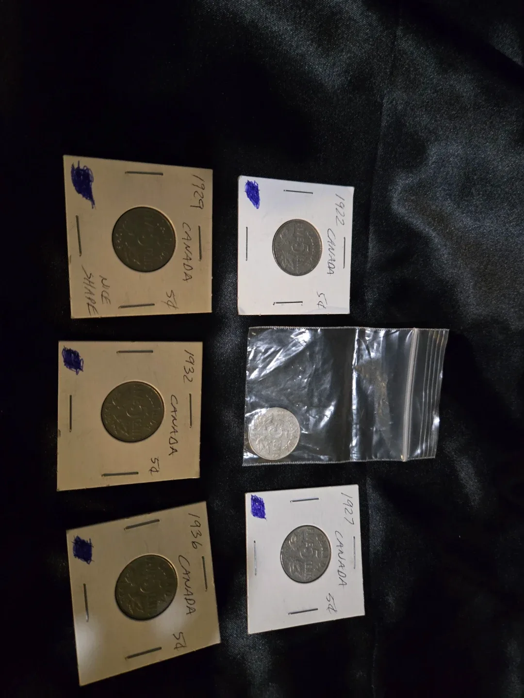 Collection of Canadian 5 Cent Coins (1922-1936)