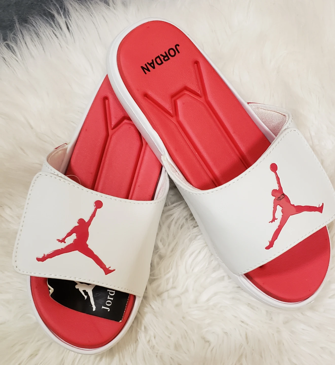 Brand new Jordan Summer Compy Flip -flops  White Red
