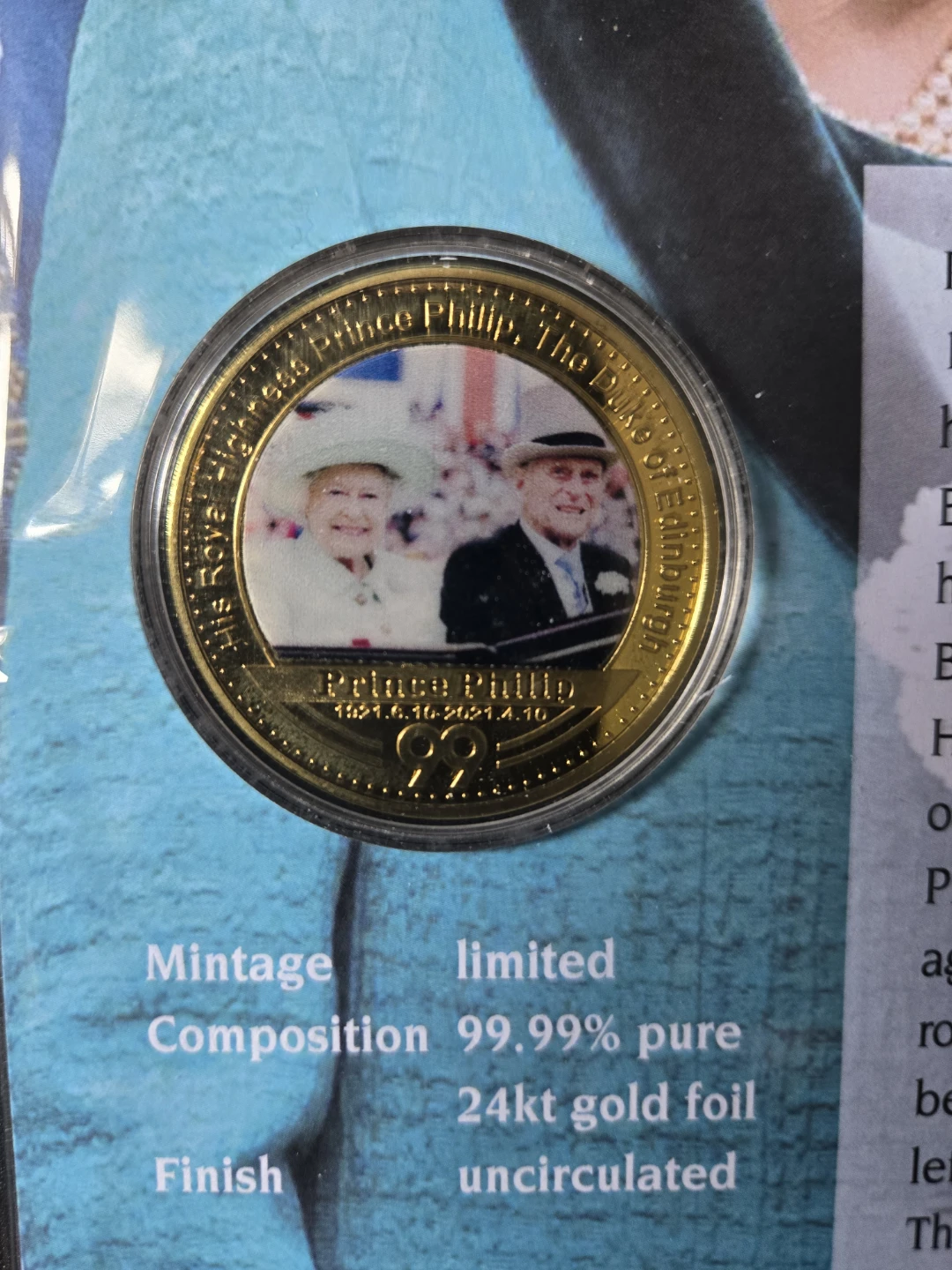 In Memoriam Prince Philip, Duke of Edinburgh Coin - photo 2