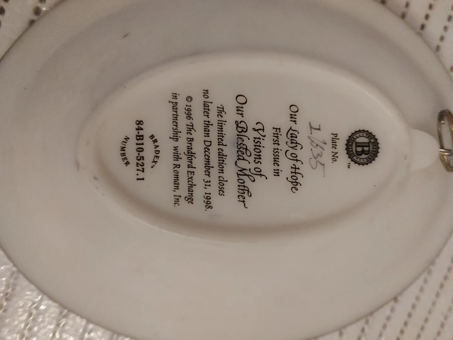 Bradford Exchange Our Lady of Hope Plate - photo 2