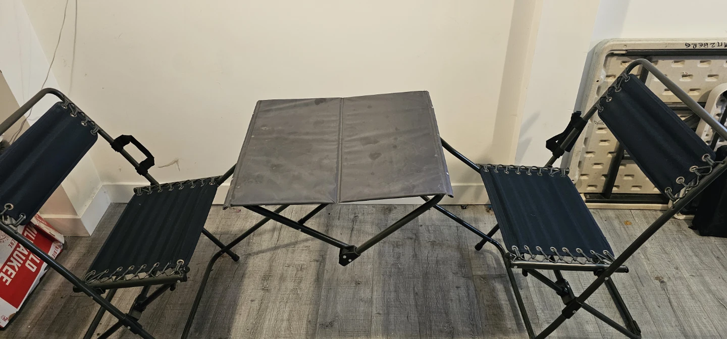 Portable Folding Camp Table and Chairs Set - photo 2