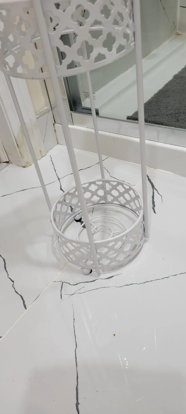 White Metal Toilet Paper Holder and Storage Stand - photo 4