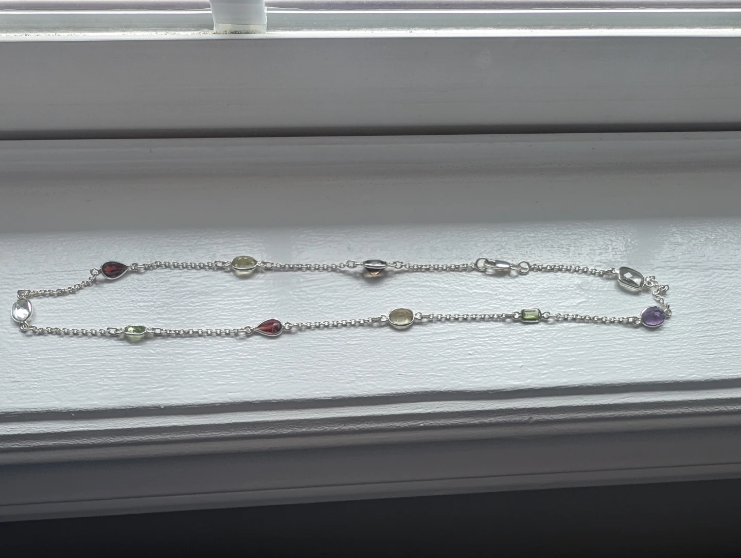 Brand New Silver Gemstones Necklace For Sale