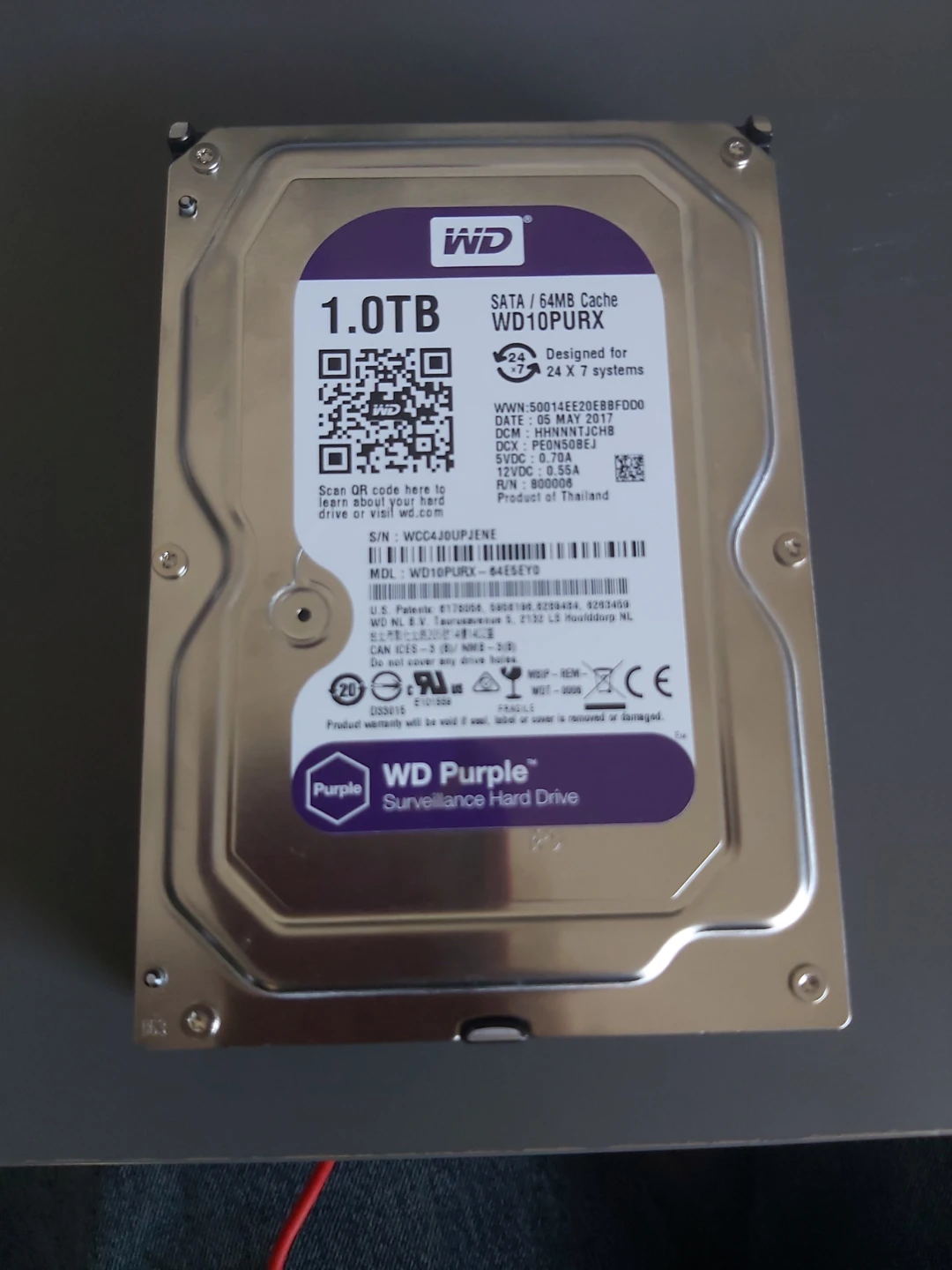 WD Purple 1.0TB Surveillance Hard Drive WD10PURX
