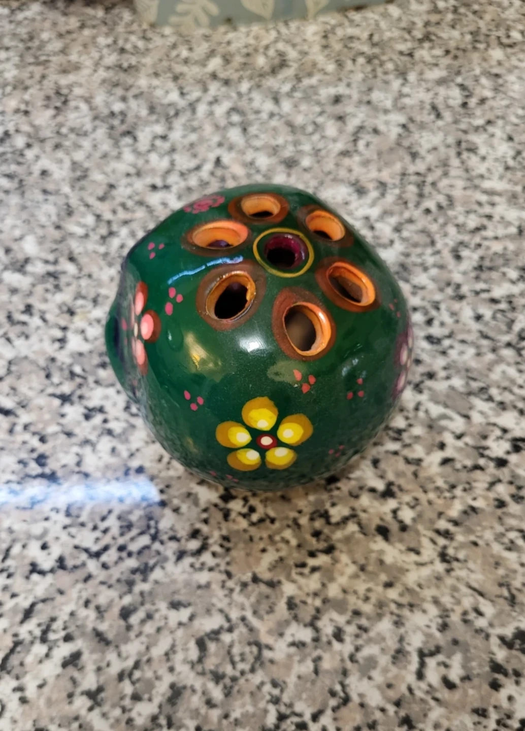 Hand-Painted Ceramic Skull Incense Holder - photo 2