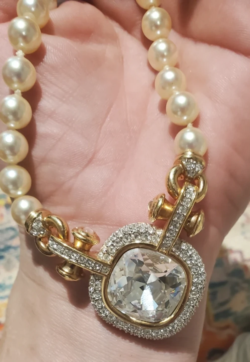 Pearl Necklace with Large Crystal Pendant - photo 2