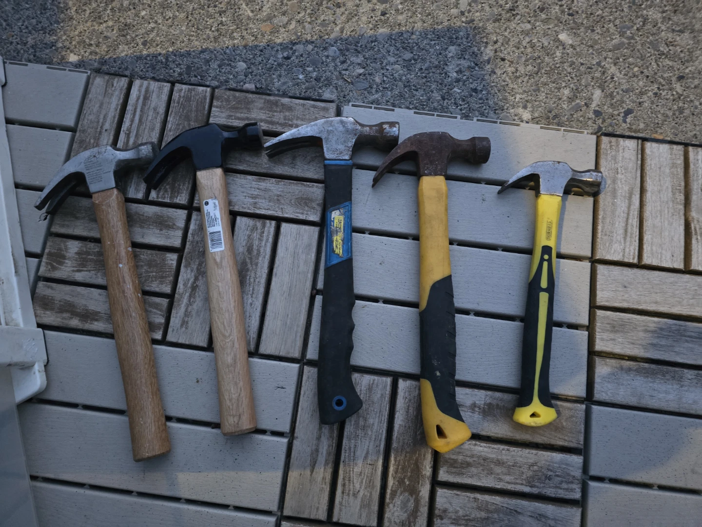 Various types of hammers
