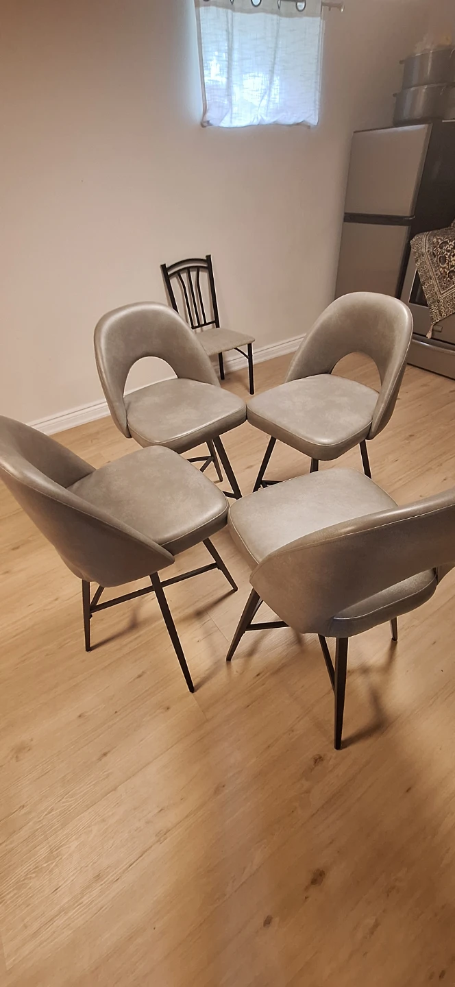 Set of 4 Grey Upholstered Dining Chairs
