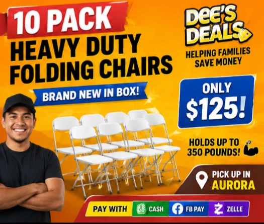 10 Pack Heavy Duty Folding Chairs $125