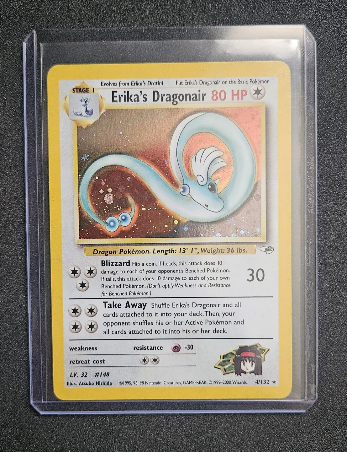 Pokémon Erika's Dragonair Gym Heroes Unlimited Holo Rare 4/132
