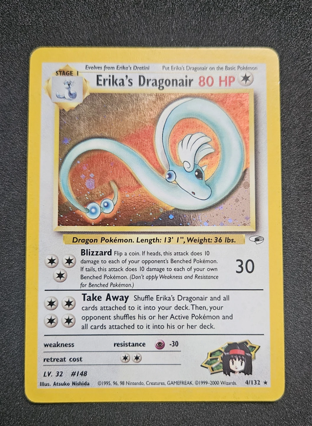 Pokémon Erika's Dragonair Gym Heroes Unlimited Holo Rare 4/132 - photo 2