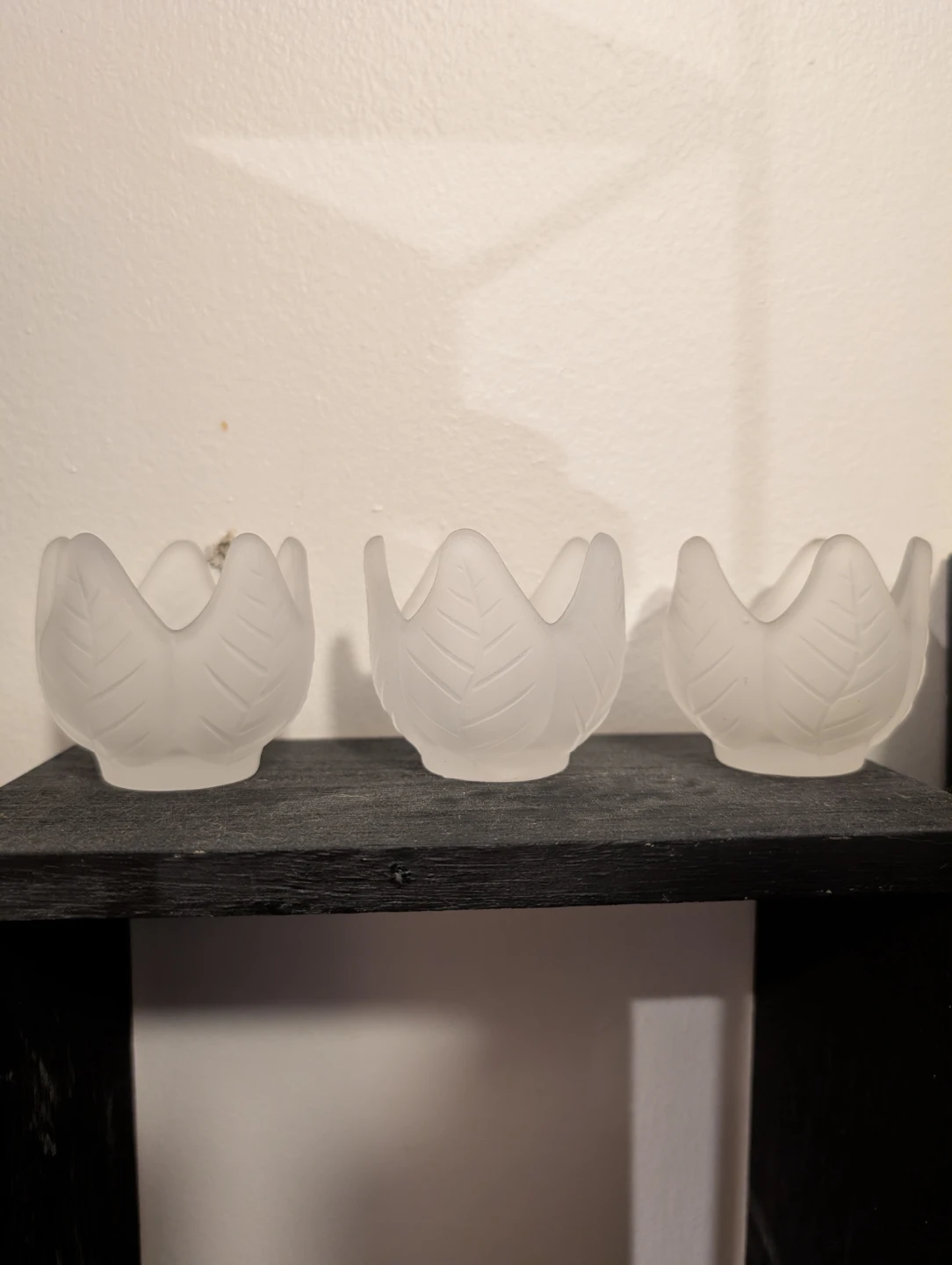 Partylite Set of 3 Frosted Glass Candle Holders