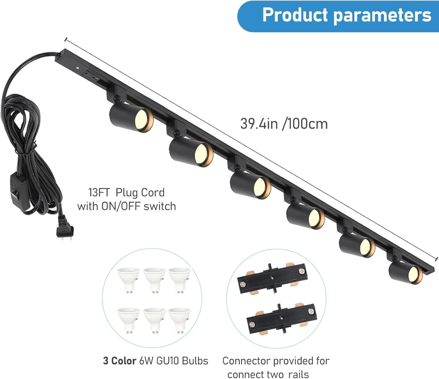 Long Track Lighting Kit with 6 Bulbs Included - photo 4