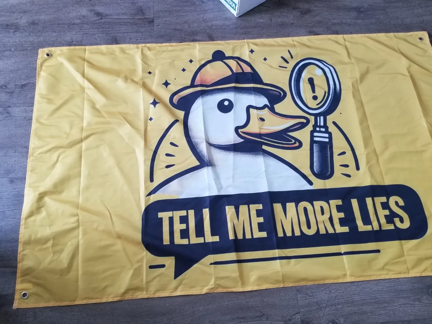Yellow Detective Duck "Tell Me More Lies" Flag