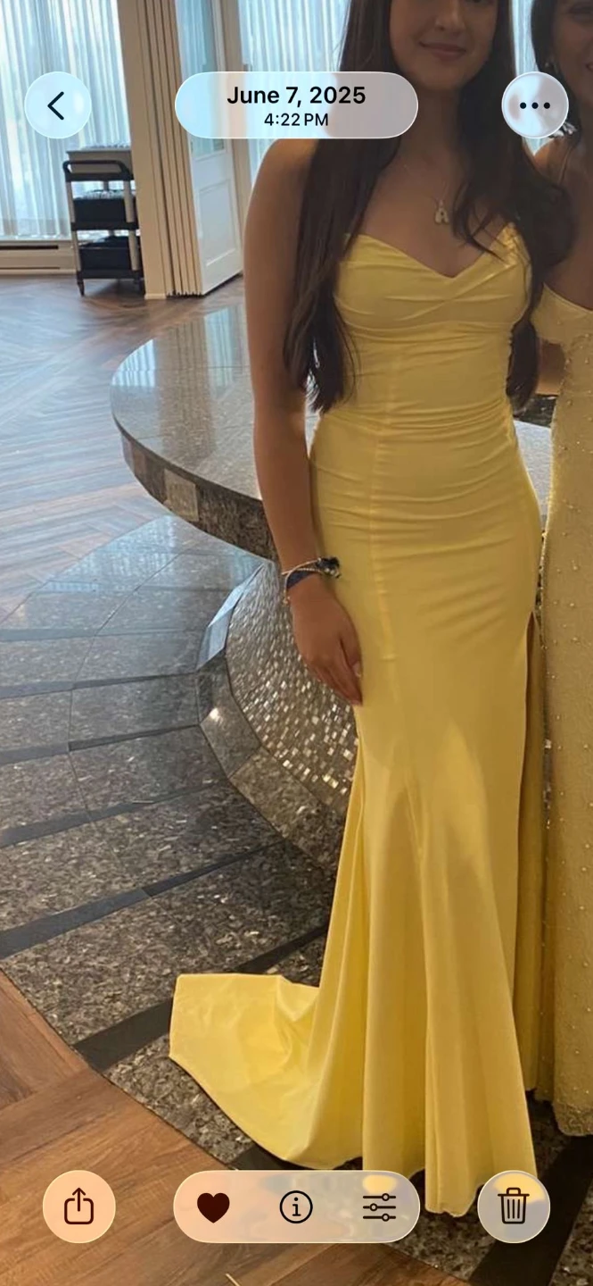 Yellow Strapless Prom Dress - photo 2