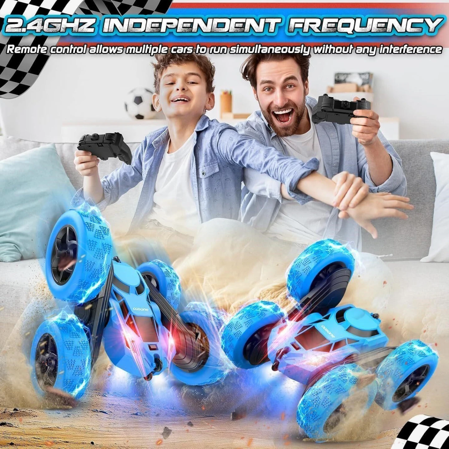 Blue Remote Control Stunt Car - USB-C Rechargeable - photo 2