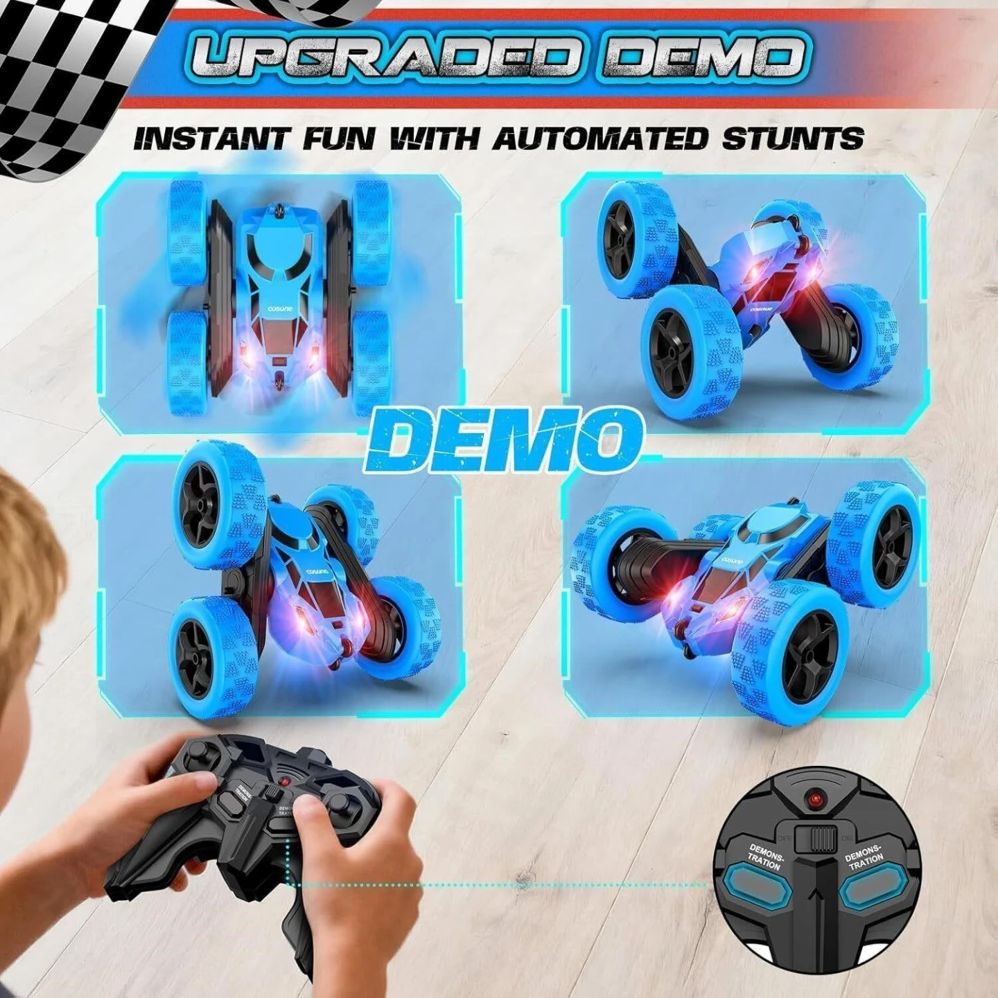 Blue Remote Control Stunt Car - USB-C Rechargeable - photo 3