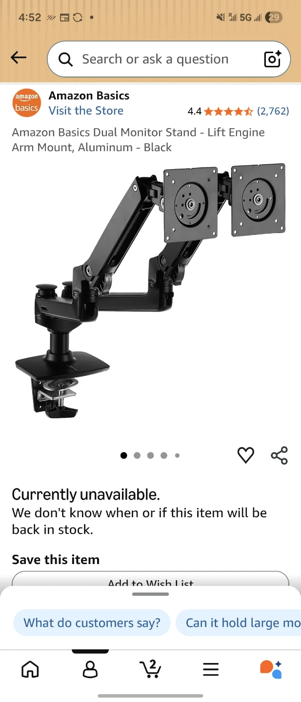 Amazon Basics Dual Monitor Stand 